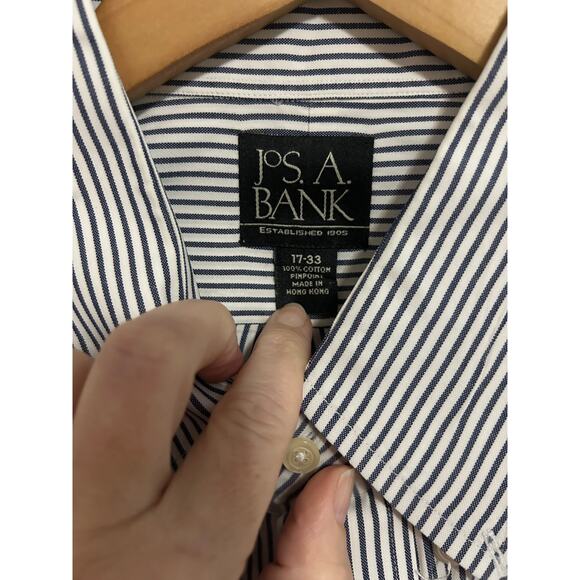 Jos A Banks Gray Striped Men 17-33 Minogrammed SPJ Left Cuff - Picture 3 of 8